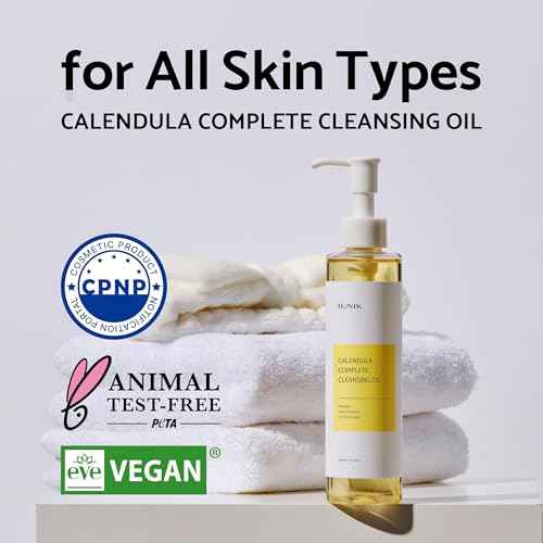 IUNIK Calendula & Jojoba Oil-Infused Vegan Cleansing Oil ? Gentle Blackhead Melting & Makeup Remover Facial Cleanser w/Plant-based Oils Korean Skincare