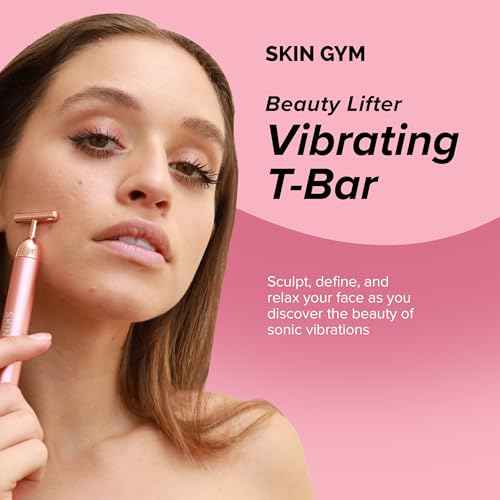 SKIN GYM Beauty Lifter Vibrating T-Bar Gold, Sonic Facial Massage Tool for Sculpting and Circulation