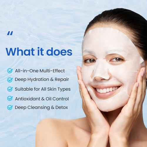 36 Pack Centella Asiatica Face Mask Set ? Hydrating Face Masks with Green Tea, Sakura & Charcoal | Moisturizing Facial Masks for Women | Sensitive & All Skin Types