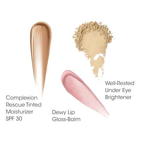 bareMinerals 3-Piece Clean Beauty Gift Set, Includes 3 Full-Sizes, Tinted Moisturizer Mineral SPF 30 + Hyaluronic Acid, Under-Eye Brightener + Concealer, Dewy Lip Gloss-Balm Set, Makeup Trio