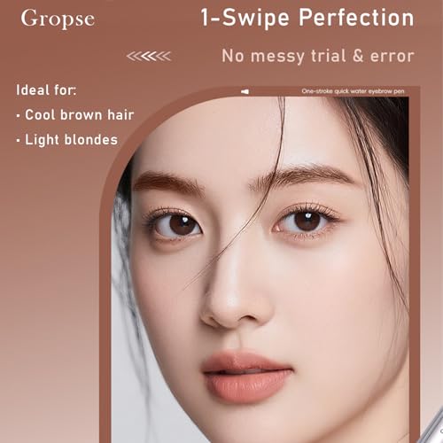 Waterproof Liquid Eyebrow Pen - Brown, Microblading Effect for Natural Hair-Like Brows, Long-Lasting & Smudge-Proof, Multiple Tips for Precise Application