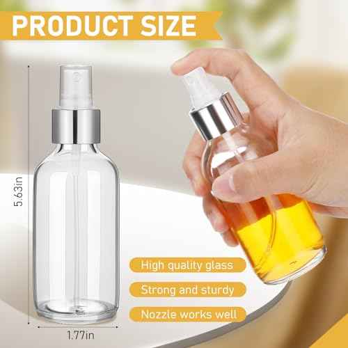 Maxcheck 50 Pieces 4oz Small Glass Spray Bottles for Essential Oil Empty Spray Mist Bottle Empty Fine Mist and Refillable Mister Refillable Liquid Containers for Perfumes, Cleaning(Clear, Silver)