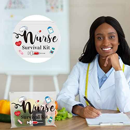 Oudain 60 Pcs Nurse Survival Kit Bag Nursing Makeup Bags Multi Purpose Cosmetic Pouches for Girls Women Travel Supplies, 7.87 x 5.91 Inches(White)