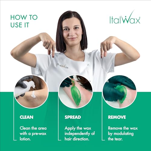 Italwax Top Line Emerald Hard Wax Beads 1.65 lb (750 g) ? Ultra-Flexible Unscented Jelly Wax for Large Areas, Thin-Layer Application for Arms & Legs, Professional Use ? Made in Italy