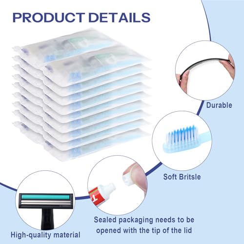 Pack of 50 Travel Size Toiletries Kit Individually Packed,Personal Hygiene Kit for Men Homeless Care Package Supplies Bulk