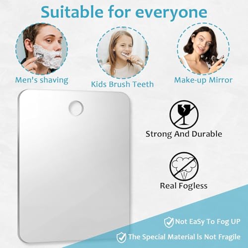 Fogless Shower Mirror for Shaving & Makeup, 7x5 Anti-Fog