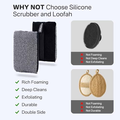 Yiclick Exfoliating Body Scrubber 2-Pack with Handle