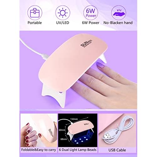 Professional Acrylic Nail Kit for Beginners - 42 Colors Glitter Powder, Liquid, UV Light, Drill, Practice Finger Nail Bag Organizer Case