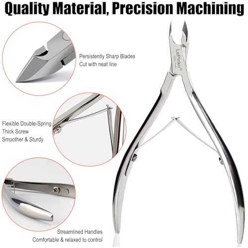 LePinko Professional Cuticle Trimmer Kit - 7mm Jaw Stainless Steel Nipper