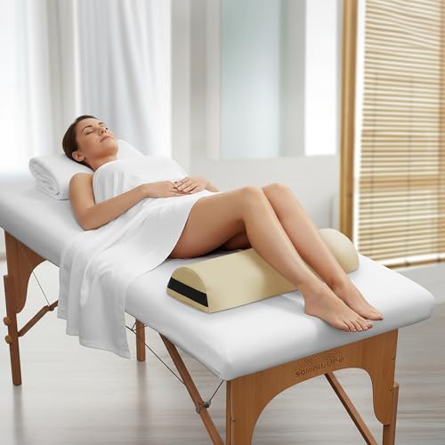 Saloniture Jumbo Half Round Massage Table Bolster Pillow - 26x9x4.5 Inch, Cream
