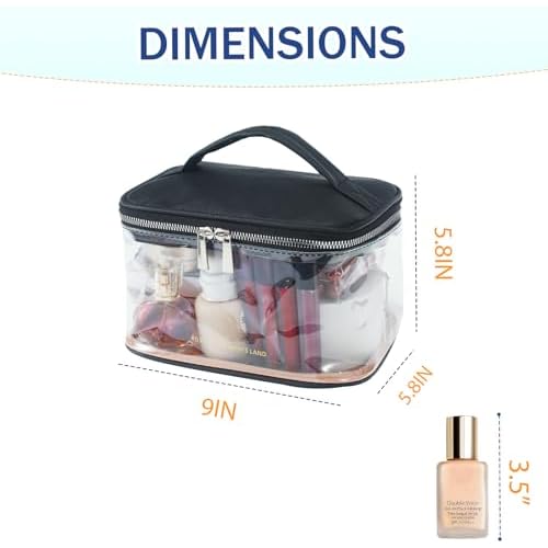 Makeup Bag Toiletry Bag for Women Large Capacity Transparent Makeup Bag Travel Bag for Toiletries Waterproof, Portable, Open Plan Design, Essential for Travel(blcak)