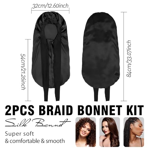 Silk Bonnet for Black Women - Large Satin Sleep Cap 2Pcs