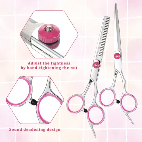 Professional Hair Cutting Scissors Kit - 7 Piece Set Pink