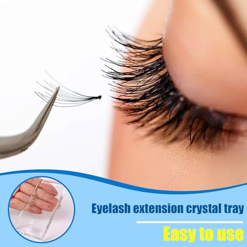 Incauca 2-in-1 Crystal Glass Lash Tray with Glue Holder (2 Pack)