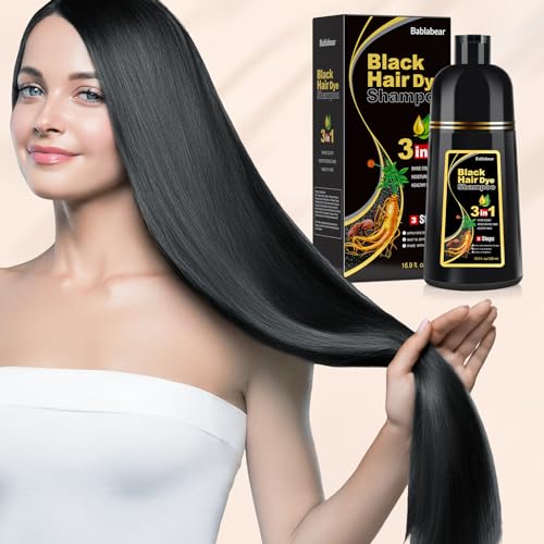 Black Hair Dye Shampoo for Gray Hair Coverage - 500ml