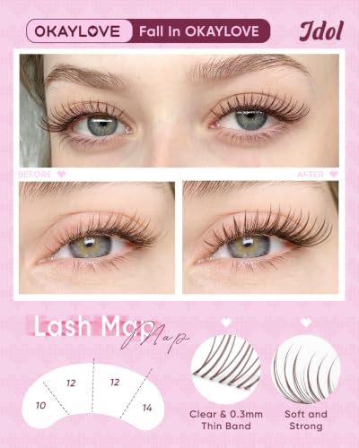 OKAYLOVE Brown Idol Eyelash Clusters Kit - 9-16mm Wispy Lashes