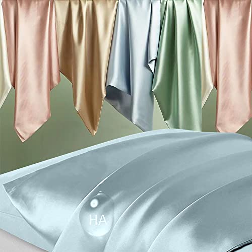 Silk Pillowcase for Hair and Skin, Mulberry Silk Pillow Cases Standard Size, Cooling Sleep Both Sides Natural Silk Satin Pillow Covers with Hidden Zipper, Gifts for Women Men, Dark Gray