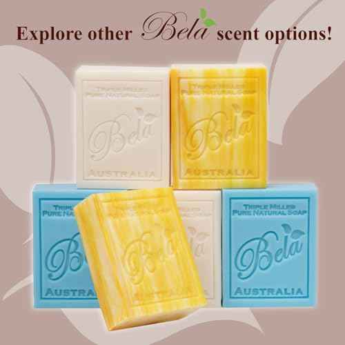 BELA Frankincense and Myrrh Soap 3.3 OZ Pack of 6, French Triple Milled Bar Soap with Organic Shea Butter, Hand, Face and Body Wash Bar, Made in Australia