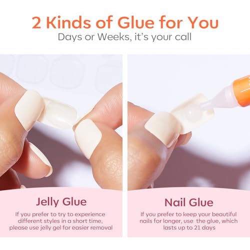 Modelones Milky White Press On Nails Almond 32Pc Kit
