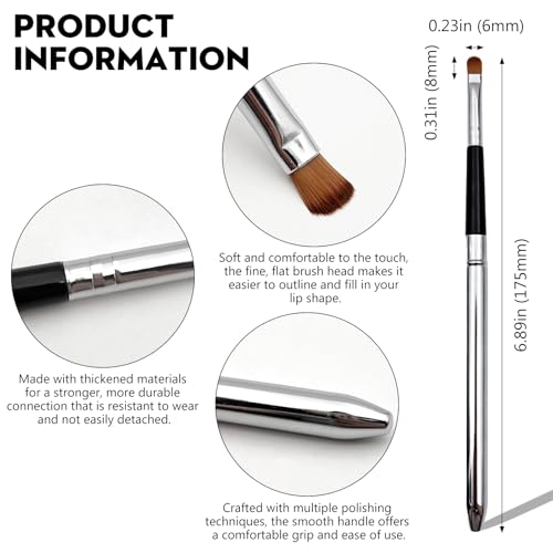 Silver Portable Lip Brush Set - Professional Makeup Tools for Lipstick & Gloss