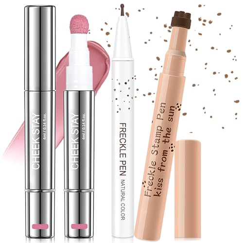 Freckle Blush Makeup Kit: Waterproof Pen, Liquid Blush & Stamp