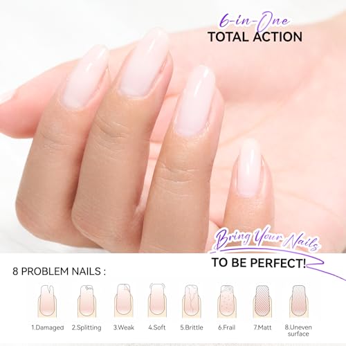 Gelike EC 6 in 1 Nail Strengthener - Natural Hardener for Weak Nails