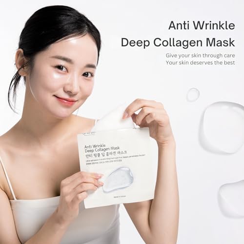 Collagen Hydrogel AntiWrinkle Deep Face Mask 4+1 EA Ultimate Hydration, Improves Skin Texture, Affordable Luxury, Glowing Skin, Reduces Fine Lines & Wrinkles, Made in Korea OHMYPURE (5, Deep Collagen)