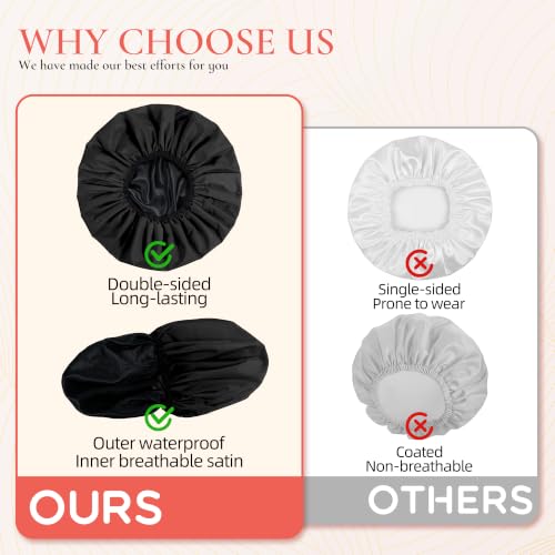 Extra Large Shower Cap for Women | Waterproof Satin Lined