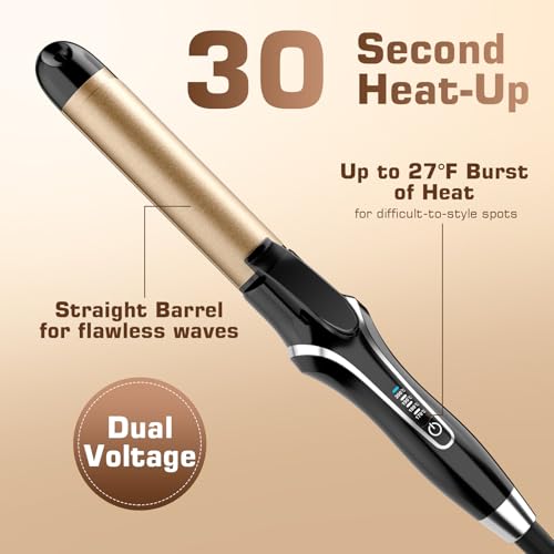 Podiality 1.25 Inch Ceramic Curling Iron 2-in-1 Hair Straightener & Curler, 24K Gold Tech, Dual Voltage