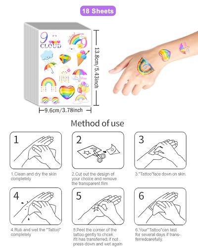 189Pc Cloud 9 Temporary Tattoos for Girls Birthday Party Favors