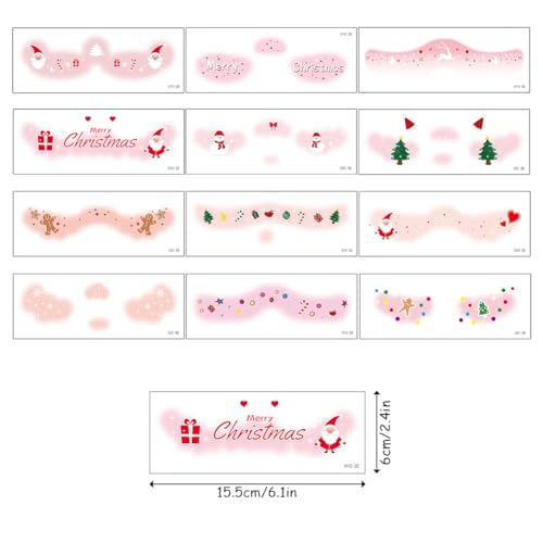 Christmas Temporary Tattoos, 12 Sheets Waterproof Glitter Face Stickers