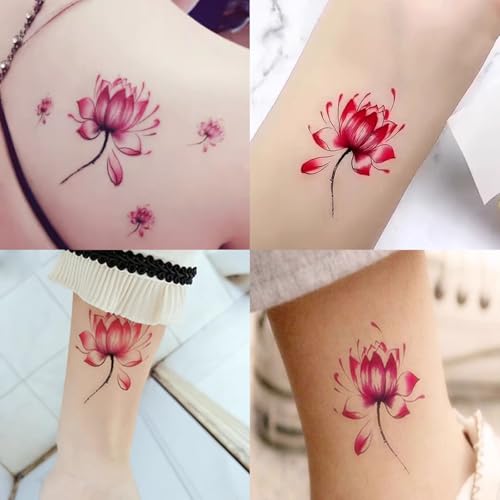 6-Sheet Watercolor Lotus Temporary Tattoos - 5-7 Day Wear
