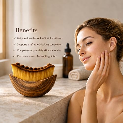VELUNEA Lymphatic Contour Face Brush - Facial Massage Tool for Depuffing