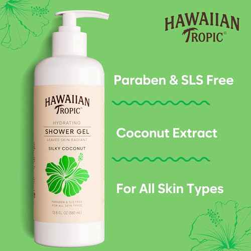 Hawaiian Tropic Hydrating Shower Gel, Body Wash 5 Pack, 380ml Bottle, Silky Coconut Scent, SLS Free, Paraben Free, Hotel Bathroom Amenities, Bulk Size, Air Bnb, Guest Bathroom Essentials, Airbnb