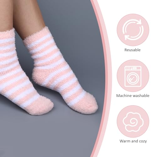 Aloe Infused Fuzzy Moisturizing Socks for Dry Cracked Feet (4 Pairs)
