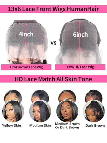 Fongly 13x6 HD Lace Front Wigs Human Hair Body Wave 16 Inch Wig