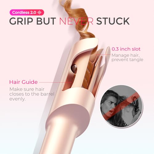 TYMO CurlGo Cordless Automatic Curling Iron - 1 Inch Rotating Wand