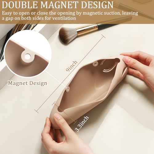 2 Pcs Silicone Portable Travel Makeup Bag,Soft Silicone Waterproof Toiletry Cosmetic Bag for Women Zipper Closure Organizer Makeup Case