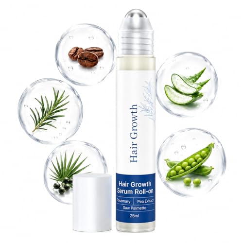 Hair Growth Serum Roll-On with Rosemary & Pea Extract for Thicker Hair