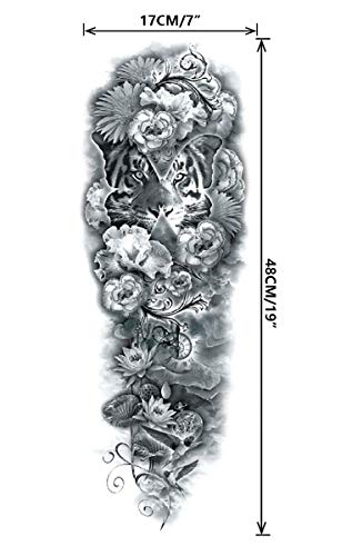 Pinone Full Arm Temporary Tattoo Stickers - 12 Sheets
