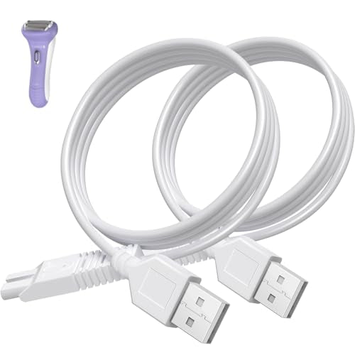 2 Pack USB Charging Cable for Remington Electric Shaver Model WDF5030A, WDF4816NA, WDF4821US, WDF4825 Only? Women¡¯s Electric Shaver & Trimmer Replacement Charger Cord, White