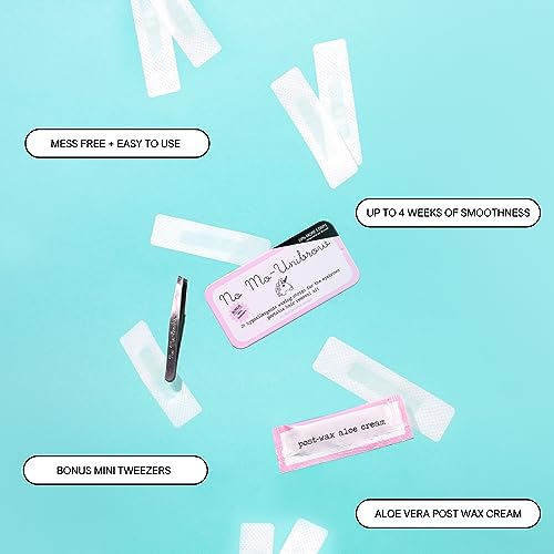 No Mo-Unibrow hair removal waxing kit: wax strips and mini tweezers for the face and brows, 24 individual strips. AS SEEN ON SHARK TANK!
