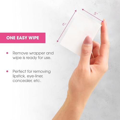 Diamond Wipes Face Cleansing and Waterproof Makeup Remover Wipes, Case of 250 Wipes, Alcohol Free Wipes with Vitamin E