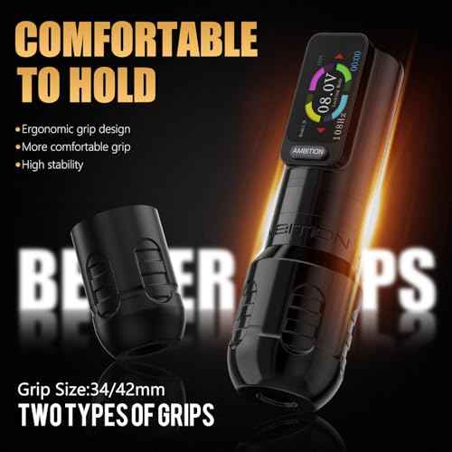 Ambition Zetton Wireless Tattoo Machine with Extra 2400mAh Battery Brushless Motor Straight Drive Bar Color Touch Display Rotary Tattoo Gun Cartridge Pen Supply for Professional Tattoo Artists