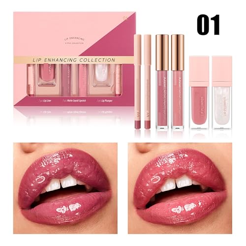 Matte Lipstick Set 6PC - Liquid Liners, Plumper & Lipliner Kit