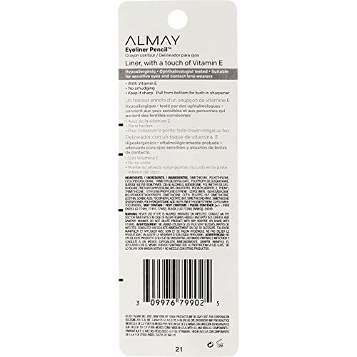Almay Eyeliner Pencil, Black Brown [206], 0.01 oz (Pack of 4)
