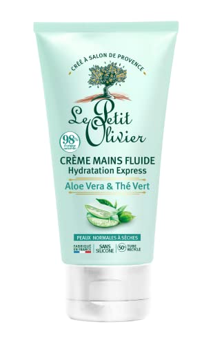 Le Petit Olivier Express Moisturizing Hand Cream - Aloe Vera And Green Tea - Express Moisturizing - No Greasy Or Sticky Feeling - Skin Is Soft And Silky - For Normal To Dry Skin - 2.5 Oz