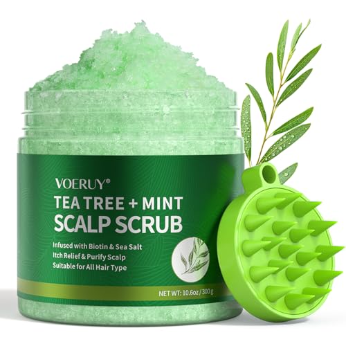 VOERUY Tea Tree Scalp Scrub with Mint Oil & Massager - 10.6oz