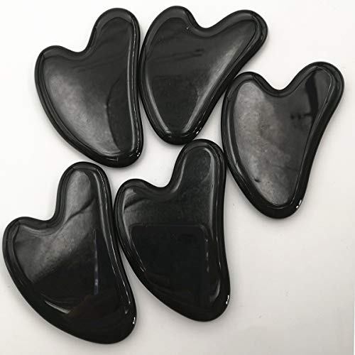 Gua Sha Crystal Jade Stone Board for Skincare, Scraping Face Back Massage Relax Therapy Trigger Point Treatment(Black Obsidian)