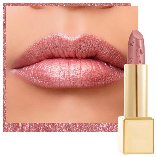 Oulac Light Pink Metallic Lipstick - 3D Shimmer, Hydrating